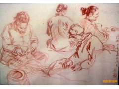 現代浙派人物畫代表畫家顧生岳人物素描速寫欣賞
