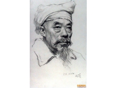 老農肖像--靳尚誼素描作品