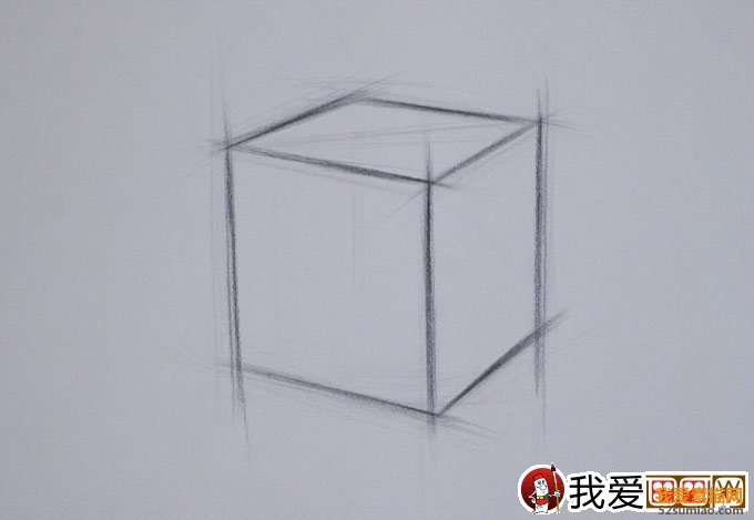 石膏立方體素描教程:立方體結構明暗素描繪畫步驟04