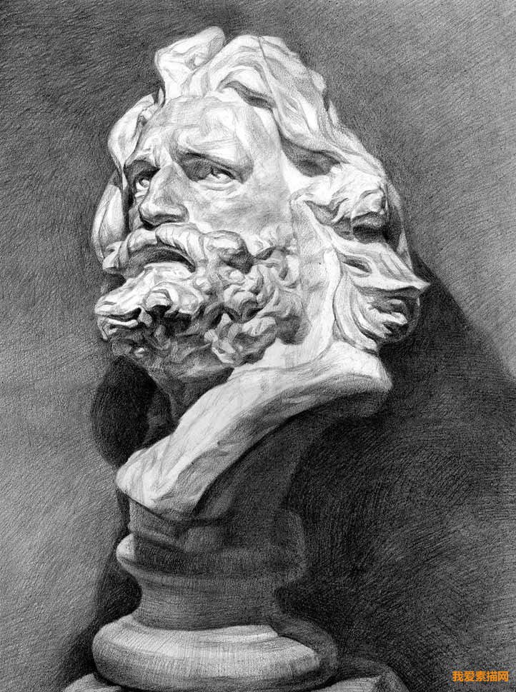 馬賽素描石膏頭像_武漢美術學生優秀作品