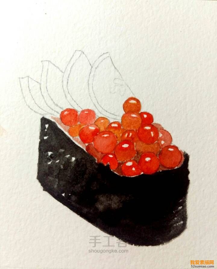 水彩鱘魚(yú)子壽司 第3步
